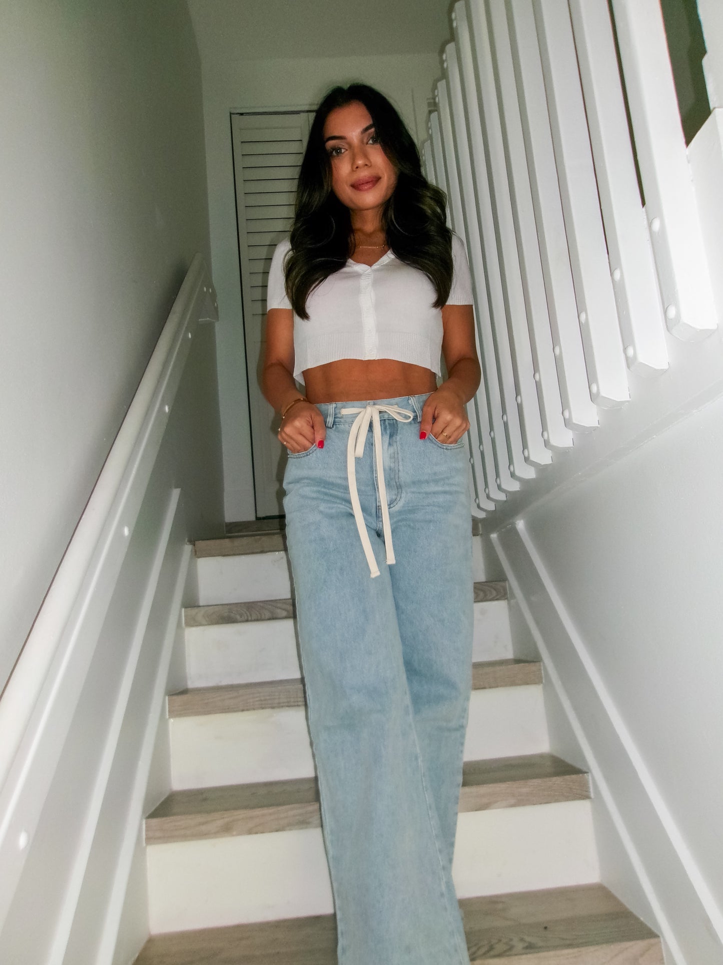 Brielle Drawstring Denim Trousers