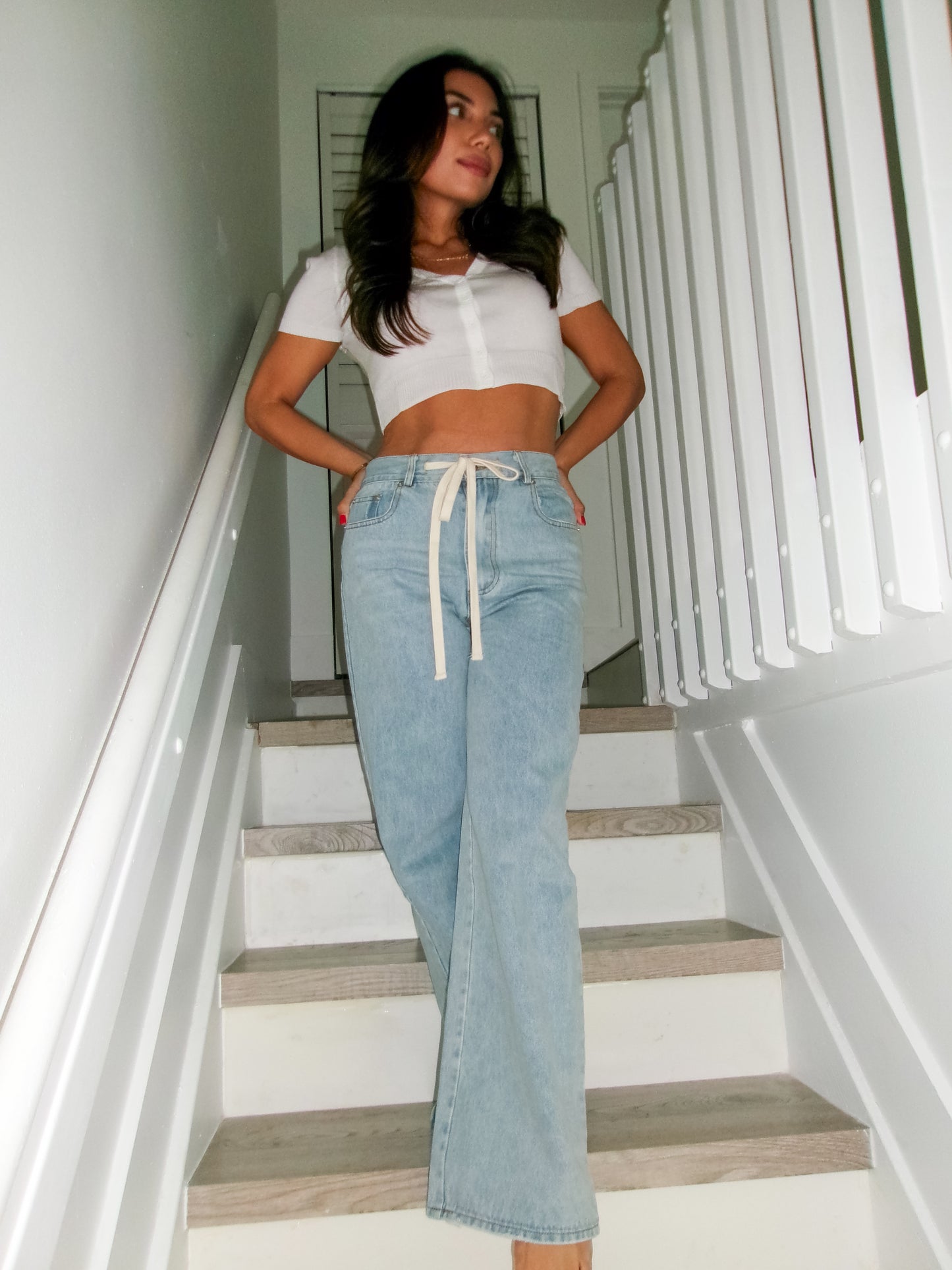 Brielle Drawstring Denim Trousers