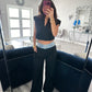 Alexa Denim Contrast Waistband Pants