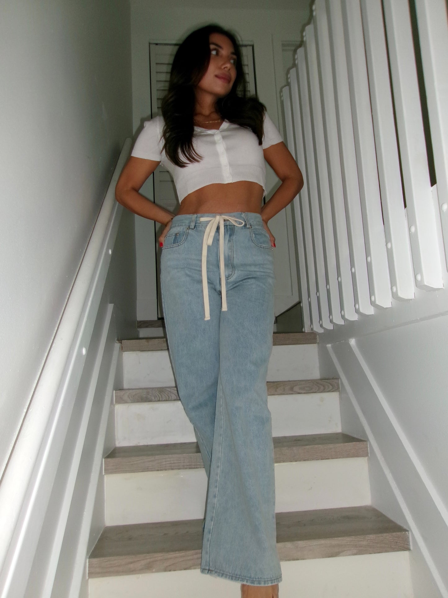 Brielle Drawstring Denim Trousers