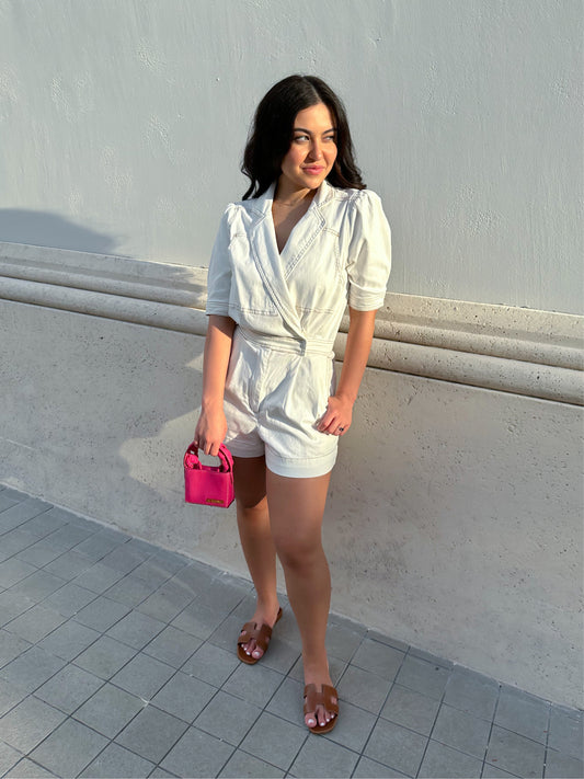 Allie White Denim Romper