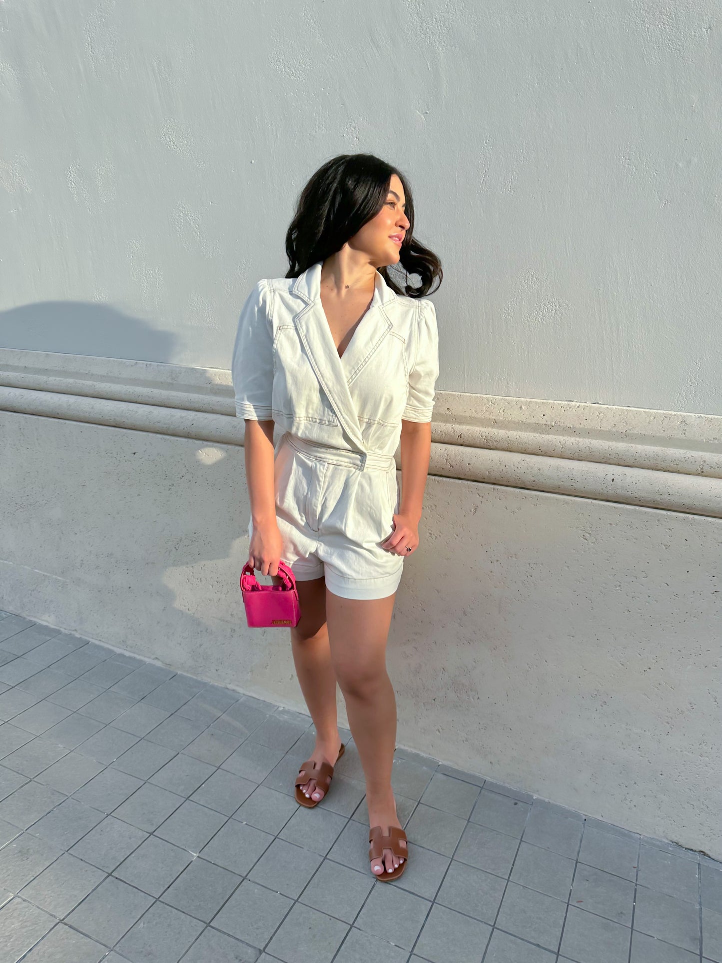 Allie White Denim Romper